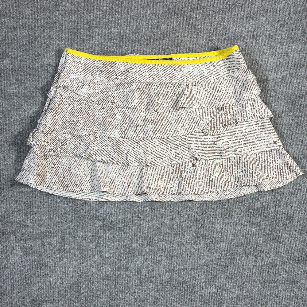 DC Shoes Ruffle Mini Skirt Womens 28 White Brown Tiered Skatecore‎ Cotton